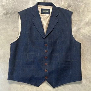 Orvis Vest Mens Size XXl Blue Plaid Button Front Wool V Neck Collar - Picture 1 of 11