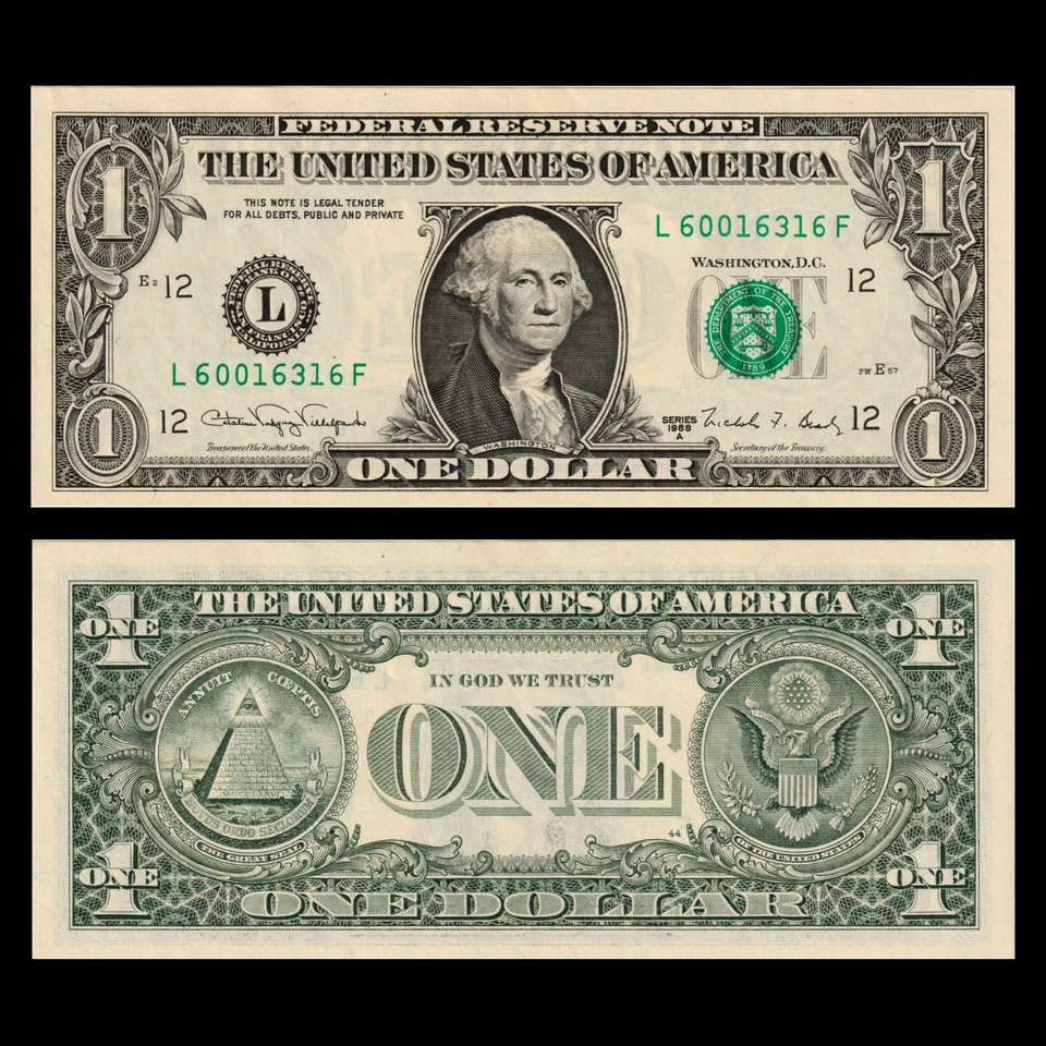 USA $1 1988 FEDERAL RESERVE NOTE SAN FRANCISCO L12 CRISP UNC — FREE SHIPPING - Image 1 of 1