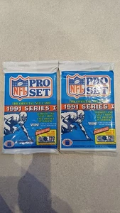 2x 1991 Fleer NFL Pro Set Series 1 Booster Pack Wax Vintage Football Superbowl x - Bild 1 von 2