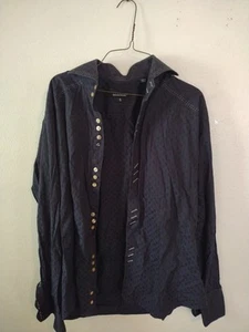 Bogosse Shirt Men's Size 5 (XL) Navy w Paisley Flip Cuff Fast Shipping  - Picture 1 of 4