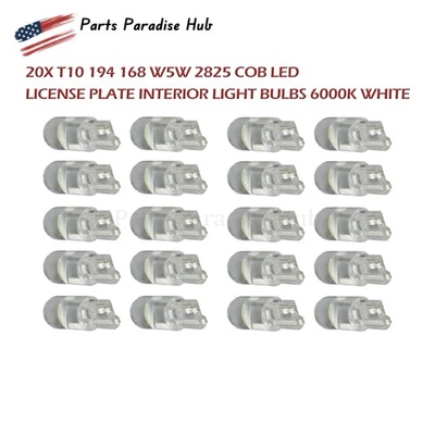 20x License Plate Interior Light Bulbs T10 194 168 W5W 2825 COB LED 6000K White Foto 1 de 4