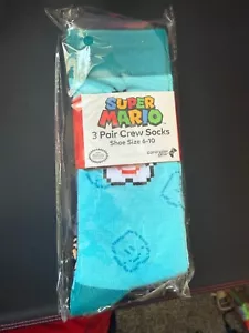Super Mario Bros 3 Pair Crew Socks - 8-Bit Retro - Picture 1 of 2