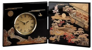 Japanese lacquered Urushi byoubu clock watch screen EMAKI KINPAKU from japan - Picture 1 of 5