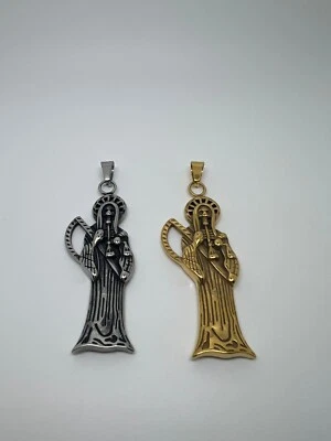 Big Large Santa Muerte Angel of Death Stainless Steel Pendant - Image 1 of 4