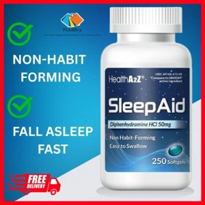 Sleep Aid, Diphenhydramine HCl 50mg, 250 Softgels, Supports Deeper Restful Sleep - Picture 1 of 24