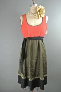 Moulinette Soeurs Dress 8 Baby Doll Red Black Day Work tank SILK 227 - Picture 1 of 7