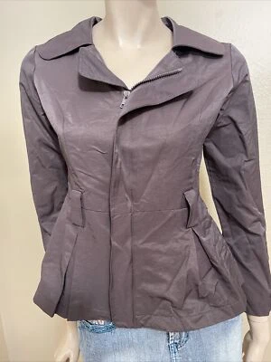 Women’s Brown Cotton Casual Demi-season Zipper Ruffle Double Layer Size S Jacket - Image 1 of 4