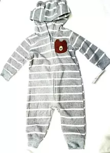 Carters 6 Month Body Suit Long Sleeve Open Foot Gray Sleeper Bear Pocket - NWT - Picture 1 of 5