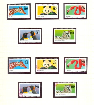 USA 2705-2710 Zoo animals booklet stamps, mint and used etc - Image 1 of 3