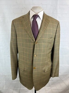 Isaia Men's Brown Plaid Wool Blazer 40R $3,595 - Picture 1 of 11