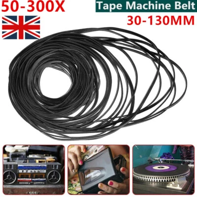 300 Pcs Universal Cassette Tape Machine Belts Assorted Common Square Rubber Belt - image 1 of 4