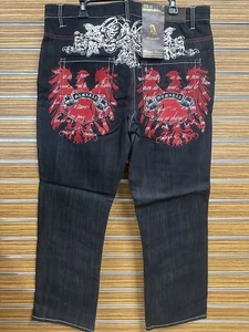 Jeans ATTITUDE GOLD Vintage PIERNA ANCHA con Diseño Gráfico Retro Retro Retro 40X34 - Imagen 1 de 11