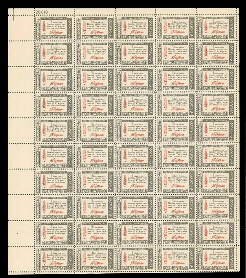 SCOTT #1141 Thomas Jefferson American Credo Issue Sheet of Fifty 4 Cent Stamps - Image 1 of 1