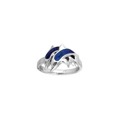 Doppio Anello Delfino 925 Argento Sterling Sottile Spiaggia Oceano Vita Totem - Immagine 1 di 3