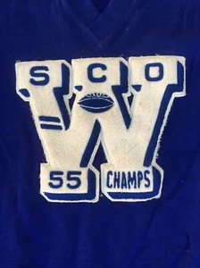 Vintage 1955 Varsity Letterman Wool Knit Sweater V-Neck 55 SCO Champs - Picture 1 of 7