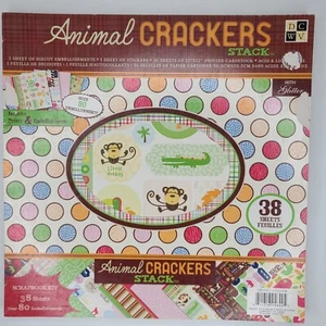 DCWV Animal Crackers Stack Scrapbook Kit 12x12 Cardstock Paper Embellishments - Picture 1 of 10