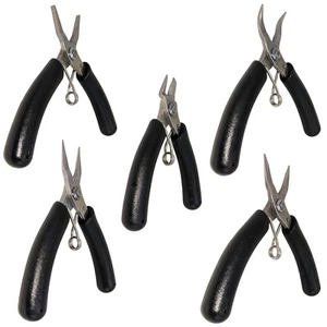 5 Piece Set Stainless Steel Precision Cutters + Round/Long/Flat/Bent Nose Pliers - Picture 1 of 8