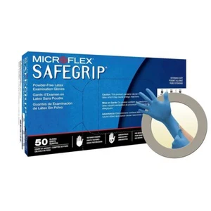 Microflex SafeGrip Powder-Free Latex Exam Gloves Blue - 50CT - Picture 1 of 6