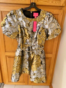 NWT Lilly Pulitzer Priyanka Short Sleeve Metallic dress 12 $278 WEDDING FORMAL