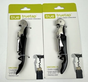 (2) Truetap Double Hinged Waiter's Corkscrew Foil Cutter, Stainless Steel, Black - Picture 1 of 3