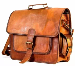 Laptop Bag Vintage Leather travel Handbag Purse Messenger Shoulder Men Briefcase - Picture 1 of 5