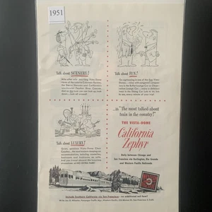 Vintage 1951 California Zephyr The Vista Dome Ad Advertisement - Picture 1 of 2