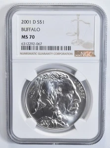 MS70 2001 D MS70 Buffalo $1 Commemorative Silver Dollar NGC *2897 - Picture 1 of 5