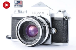 US Duty Free Nikon F Eye Level Silver 35mm SLR [N MINT] Body 50mm F/2 Lens #70 - Picture 1 of 24