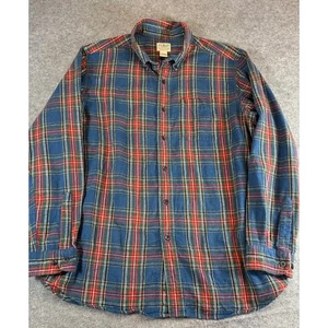 Camisa de franela LL Bean para hombre XL azul a cuadros ajuste tradicional con botones occidental - Imagen 1 de 4