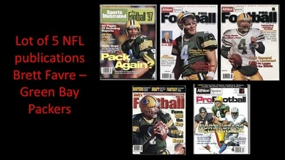 Lote de 5 revistas de fútbol profesional Brett Favre Green Bay Packers 1997 1998 Athlon + Foto 1 de 4