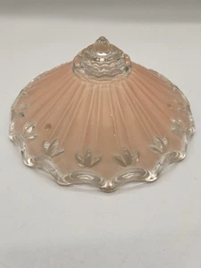 Vintage Art Deco Pink Glass Shade For Ceiling Fixture 3 Holes 10” Scalloped Edge - Picture 1 of 10