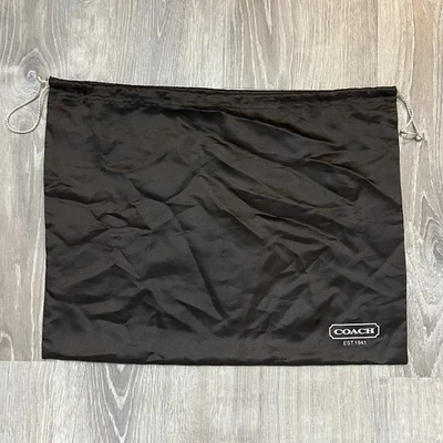 Auténtica bolsa antipolvo Coach Y2K marrón satinado 19,5x15 logotipo con cordón EST1941 Foto 1 de 4
