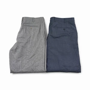 Lote de 2 Pares Pantalones de Vestir Pantalones Zanella Italia 36x30 Devon Lana Azul Marino, Gris Para Hombre - Imagen 1 de 15
