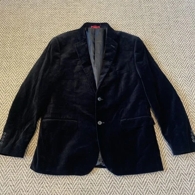 Alfani Velvet Blazer Jacket Mens 44R Black Velour Sport Coat Dinner Jacket - Image 1 of 4