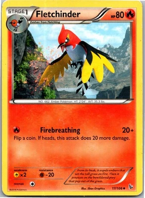 Fletchinder - XY - Flashfire 17/106 - Uncommon - NM Pokémon TCG - Image 1 of 2