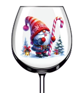 12x Colourful Christmas Santa Gnome Gonk Vinyl Sticker Decal Wine Glass Bottle - Picture 1 of 3