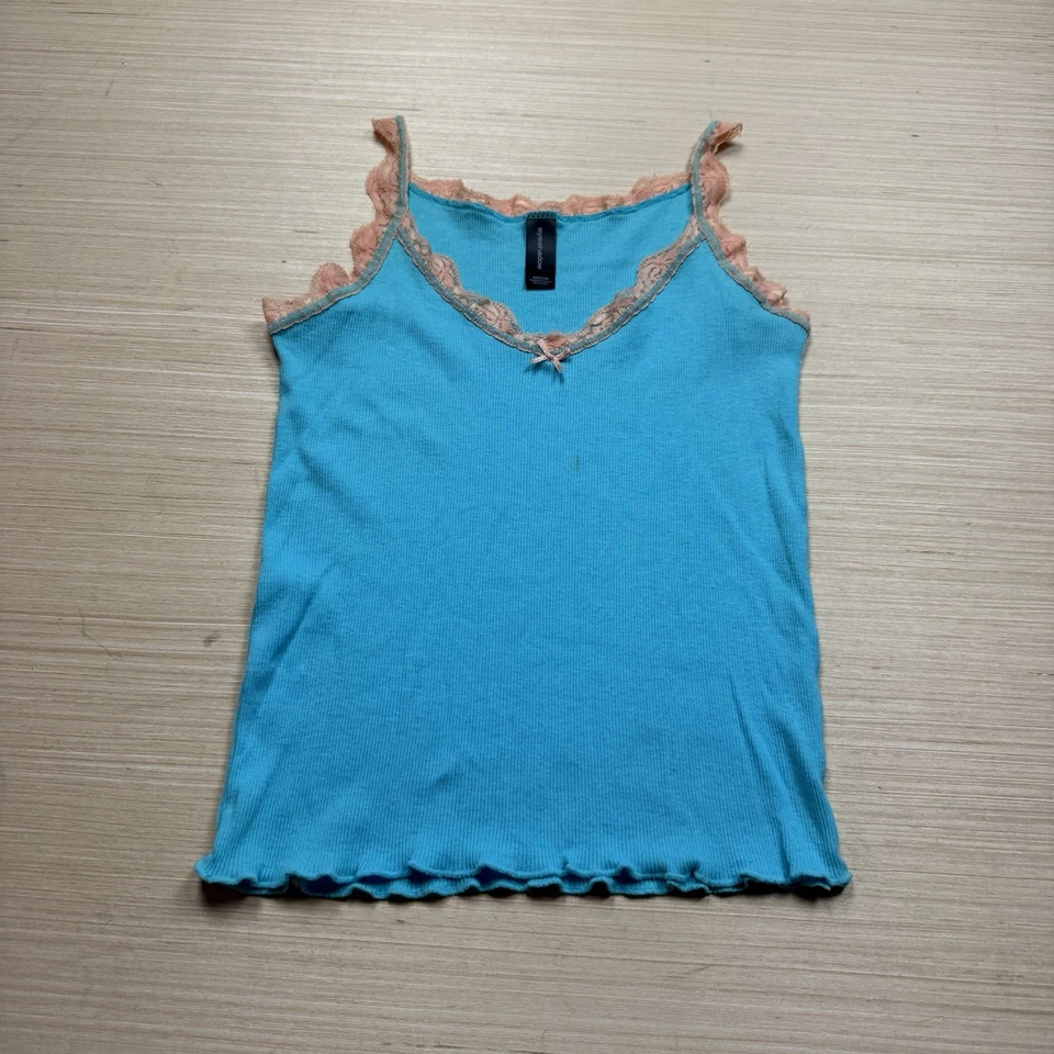 Sombra de ojos para mujer Y2K encaje ribete cami talla M verde azulado babydoll años 90 delicada coqueta Foto 1 de 4