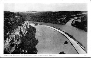 High Bridge Kentucky KY Kentucky Dix River Meet Aerial View 1950s Postcard - Picture 1 of 2