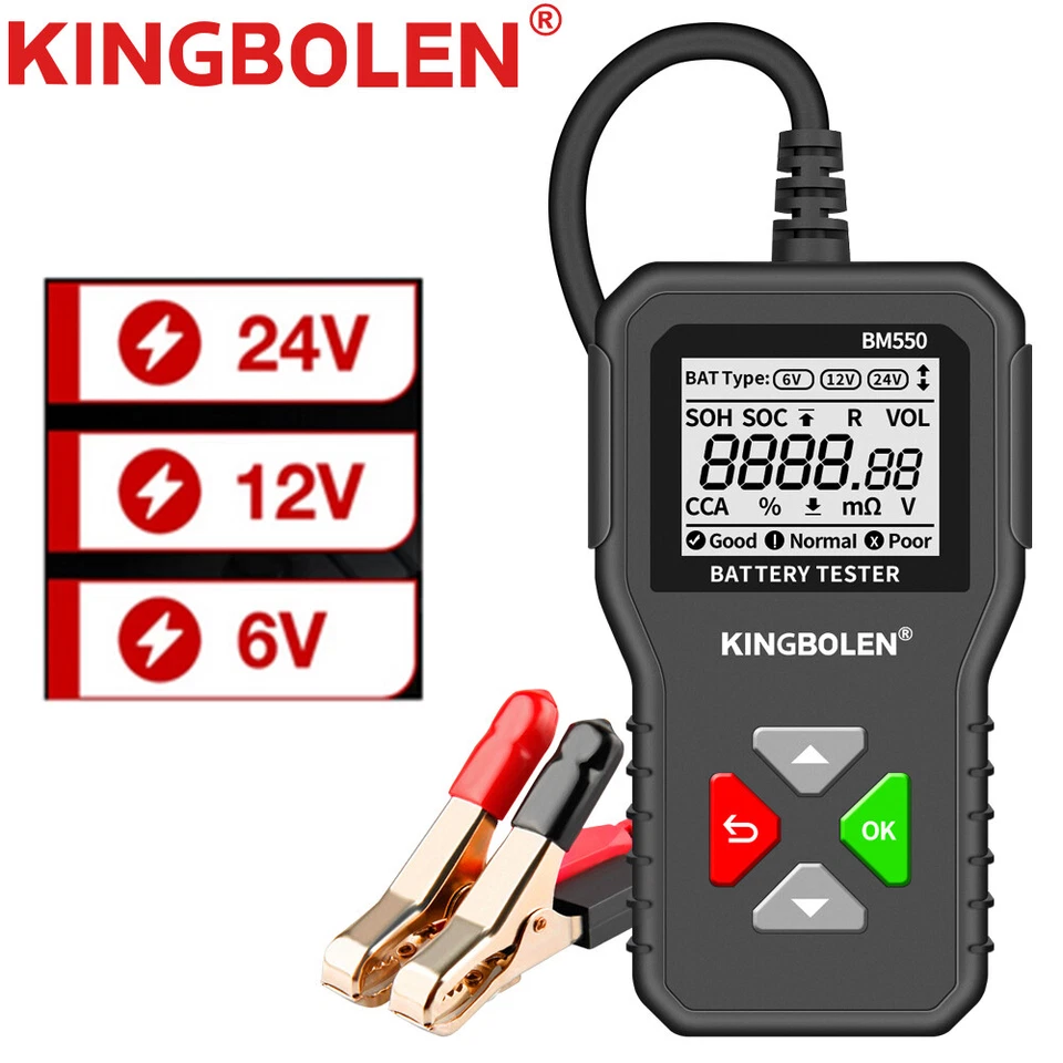 KINGBOLEN BM550 12V Testeur de batterie Automobile Test Alternateur Analyseur