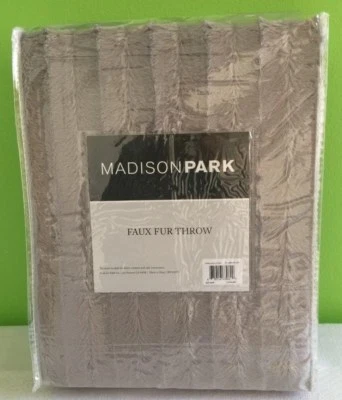 Madison Park Duke Long Brushed Faux Fur Gray 50Wx60L Throw New Lightweight - Image 1 of 4