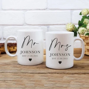 Wedding Gifts, Mr And Mrs Gift, Anniversary, Personalised Mug, Mugs, Wedding - Picture 1 of 4