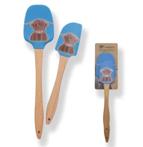 Scottish Highland Coo Cow Highlanders Spatulas Set Of 2 - Picture 1 of 1
