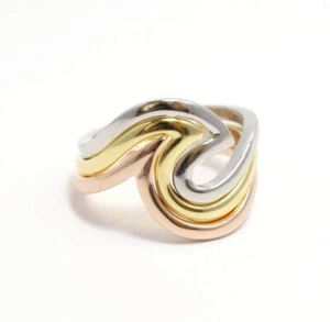 925 Sterling Silver Tri-Color Puzzle Ring - Hawaiian Wave - Picture 1 of 2