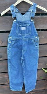 Vtg Oshkosh Girls Denim Overalls Pink Logo *Size 6 - Picture 1 of 7