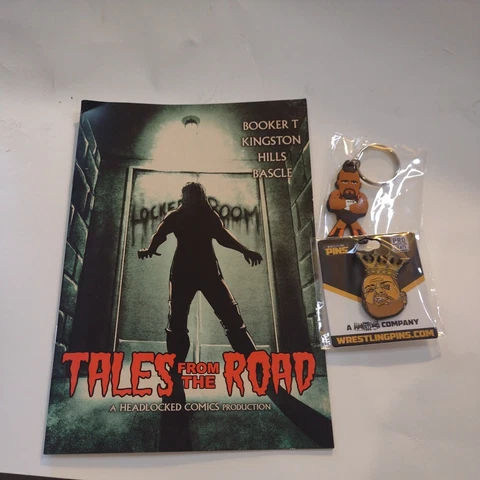Crate Comic Booker T Eddie Kingston Pin Taz Micro Brawler Key Chain AEW WWE Lot Cover