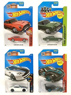 Hot Wheels Lot of 4 Aston Martin Cars NIB: Vantage GT3, V8 Vantage, 1963 DB5 - Image 1 of 2