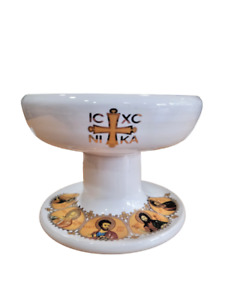 3" Greek Orthodox Icons Design Handmade Ceramic Porcelaine Incense Burner Censer