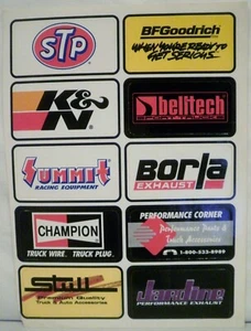 10 Car Stickers STP BF Goodrich K&N Belltech Summit Borla Champion Stull Jardine - Picture 1 of 12