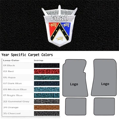 Alfombrillas de bucle ACC 1955-1956 Ford Country Squire o sedán Ford Crest Logo 4 piezas Foto 1 de 4
