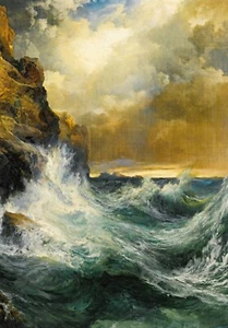 Thomas Moran The Receding Wave 1909 Wall Art Print Poster Picture - Picture 1 of 6